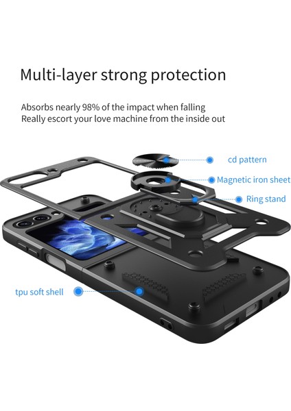 Samsung Galaxy Z Flip5 Altın Için Manyetik Braket Telefon Kılıfı (Yurt Dışından) modelleri