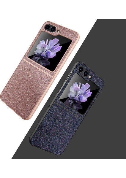 Samsung Galaxy Z Flip5 5g Mor Için Glitter Powder Cilt Pu Kılıf (Yurt Dışından)