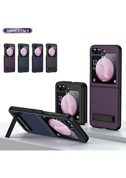 Samsung Galaxy Z Flip5 Koyu Yeşil Için Tutucu ile Karbon Fiber Kılıf (Yurt Dışından) fırsatları