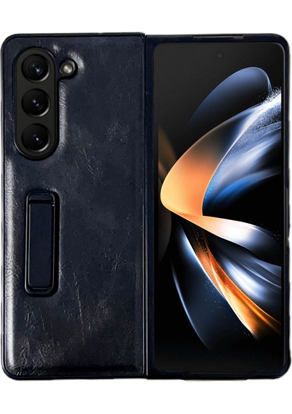 Samsung Galaxy Z Fold5 Siyah Için Çılgın At Doku Tutucu Kılıf (Yurt Dışından)