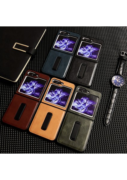 Samsung Galaxy Z Flip5 Için Çılgın At Doku Tutucu Kılıf (Yurt Dışından) fırsatları