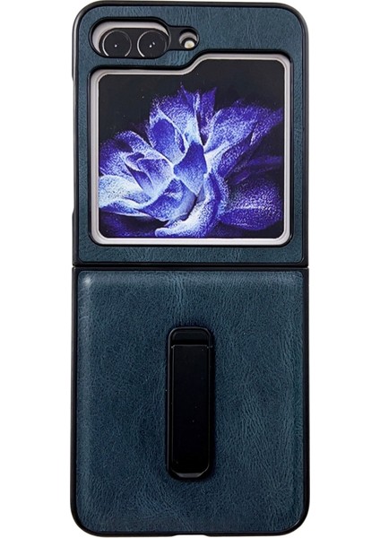 Samsung Galaxy Z Flip5 Mavi Için Çılgın At Doku Tutucu Kılıf (Yurt Dışından)