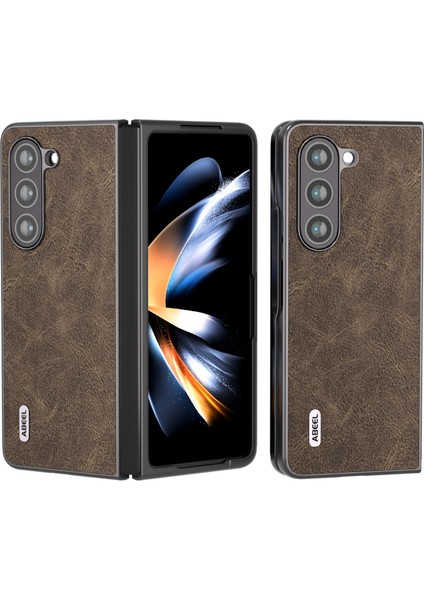 Abeel Dream Litchi Doku Kılıfı Samsung Galaxy Z Fold5 Khaki (Yurt Dışından)