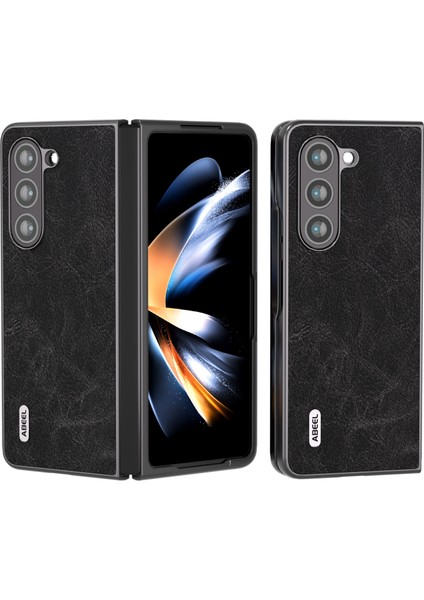 Abeel Dream Litchi Doku Kılıfı Samsung Galaxy Z Fold5 Siyah (Yurt Dışından)