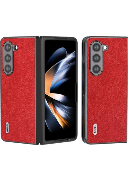 Samsung Galaxy Z Fold5 Kırmızı Için Abeel Retro Litchi Doku Kılıfı (Yurt Dışından)