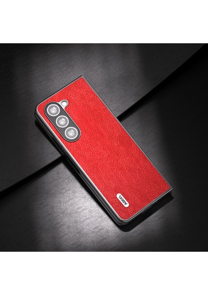 Samsung Galaxy Z Fold5 Kırmızı Için Abeel Retro Litchi Doku Kılıfı (Yurt Dışından)
