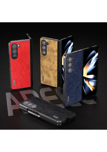 Samsung Galaxy Z Fold5 Kırmızı Için Abeel Retro Litchi Doku Kılıfı (Yurt Dışından)