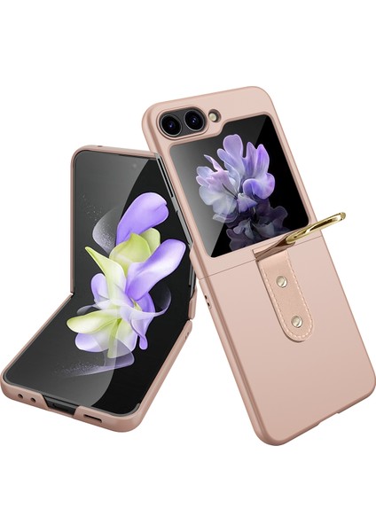 Samsung Galaxy Z Flip5 Altın Için Yağ Püskürtmeli Yüzük Pc Kılıfı (Yurt Dışından)