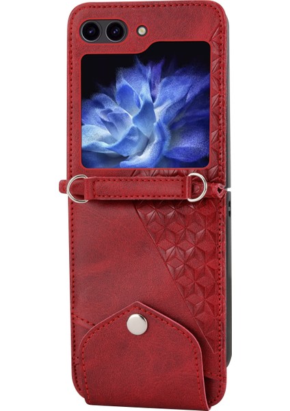 Samsung Galaxy Z Flip5 Için Kübik Doku Deri Kılıf (Yurt Dışından) fiyatları