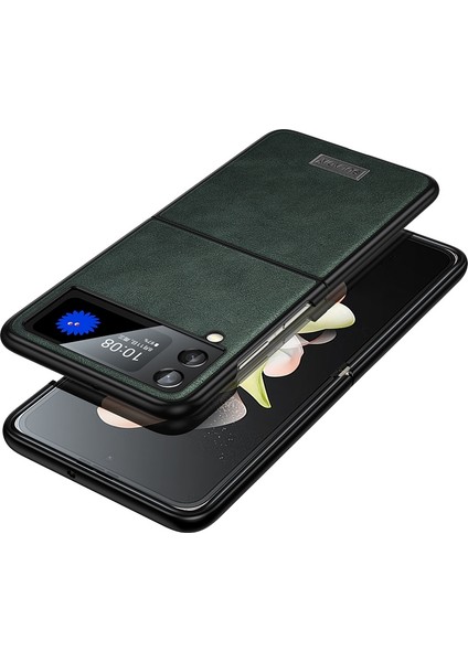 Samsung Galaxy Z Flip4 Yeşil Için Sulada Tpu + Deri Kılıf (Yurt Dışından)