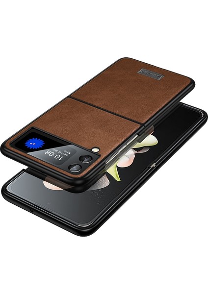 Samsung Galaxy Z Flip4 Kahverengi Için Sulada Tpu + Deri Kasa (Yurt Dışından)