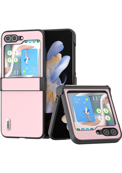 Samsung Galaxy Z Flip5 Pink Için Abeel Cowhide Doku Kılıfı (Yurt Dışından)