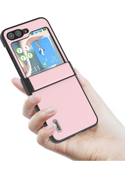Samsung Galaxy Z Flip5 Pink Için Abeel Cowhide Doku Kılıfı (Yurt Dışından)
