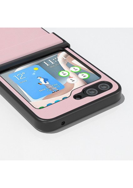 Samsung Galaxy Z Flip5 Pink Için Abeel Cowhide Doku Kılıfı (Yurt Dışından)