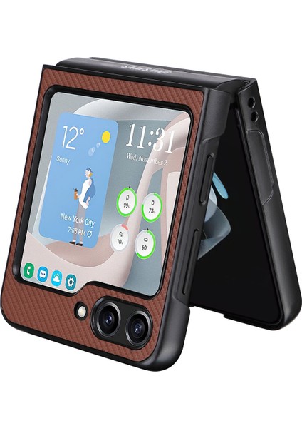 Samsung Galaxy Z Flip5 5g Kahverengi Için Pu Deri Pc Telefon Kılıfı (Yurt Dışından) fırsatları