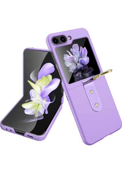 Samsung Galaxy Z Flip5 Mor Için Yağ Püskürtmeli Yüzük Pc Kılıfı (Yurt Dışından)
