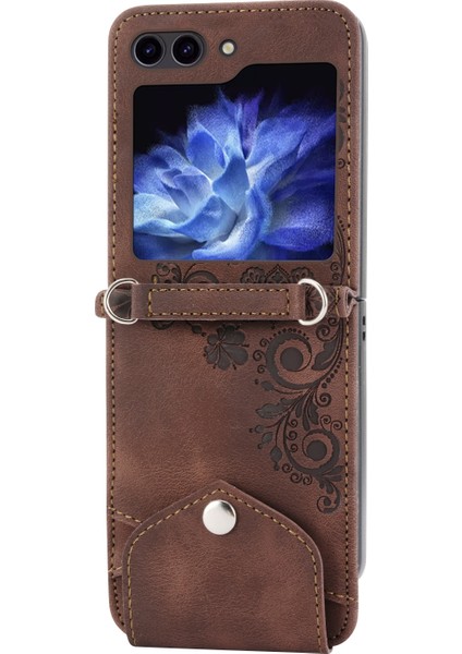 Çiçekler Samsung Galaxy Z Flip5 Için Kabartmalı Deri Kılıf (Yurt Dışından) modelleri