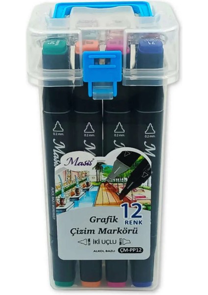 Çift Taraflı Twin Grafik Marker Kalem Seti 12 Renk