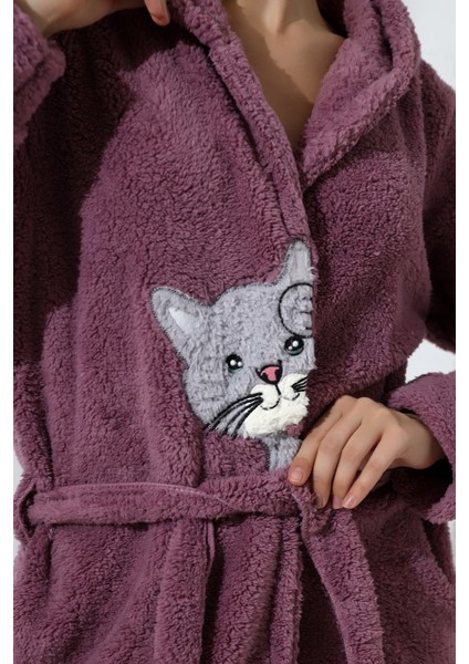 Fawn 5306 Welsoft Polar Peluş Kadın Kapşonlu Yumoş Sabahlık modelleri