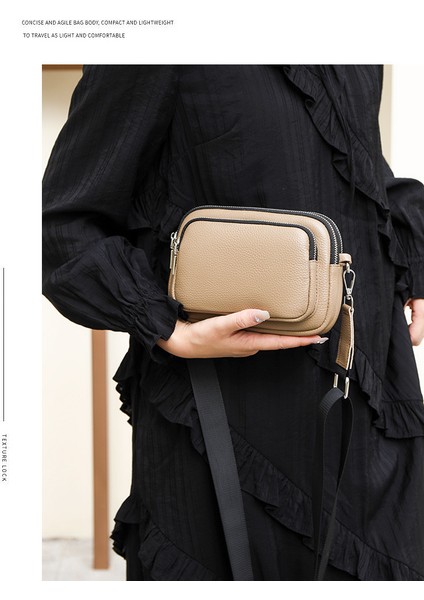 Hakiki Deri Basit Kadın Ilk Katman Inek Derisi Küçük Yuvarlak Çanta Çok Katmanlı Yumuşak Deri Çanta 2023 Yeni Omuz Crossbody Çanta (Yurt Dışından) modelleri