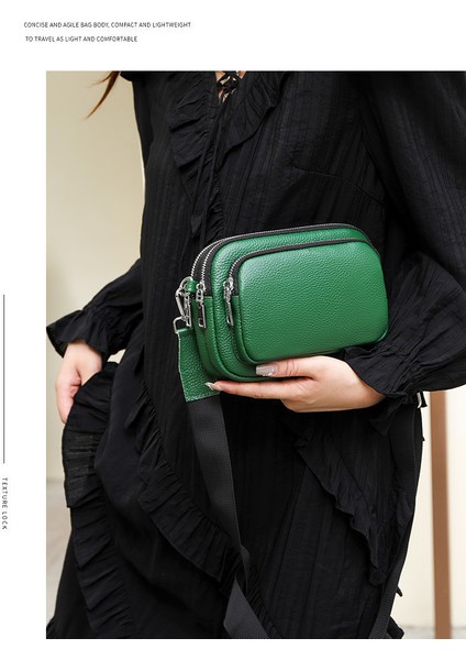 Hakiki Deri Basit Kadın Ilk Katman Inek Derisi Küçük Yuvarlak Çanta Çok Katmanlı Yumuşak Deri Çanta 2023 Yeni Omuz Crossbody Çanta (Yurt Dışından)