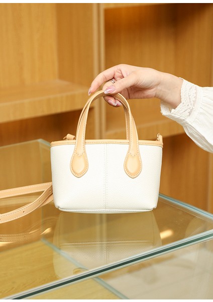 Deri Kadın Çanta Çanta Yeni Kore Sürümü Birinci Katlı Deri Moda Tote Çanta Kadın Tek Omuz Crossbody Çanta Kova Çanta Gelgit (Yurt Dışından) fırsatları