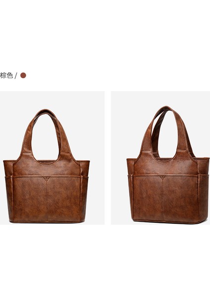 Tote Çanta Kadın Büyük Kapasiteli Çanta 2023 Yeni Banliyö Retro Yumuşak Deri Omuz Çantası (Yurt Dışından) indirimleri