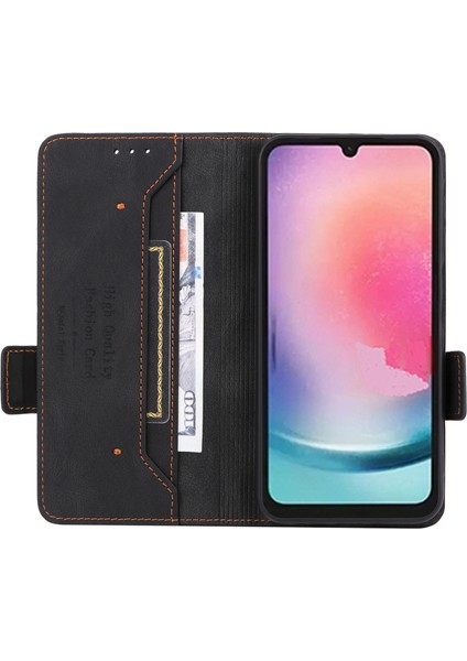 Samsung Galaxy A25 5g Pu Deri Cüzdan Stand Telefon Kılıfı Donanım Dekor Koruyucu Kapak (Yurt Dışından)