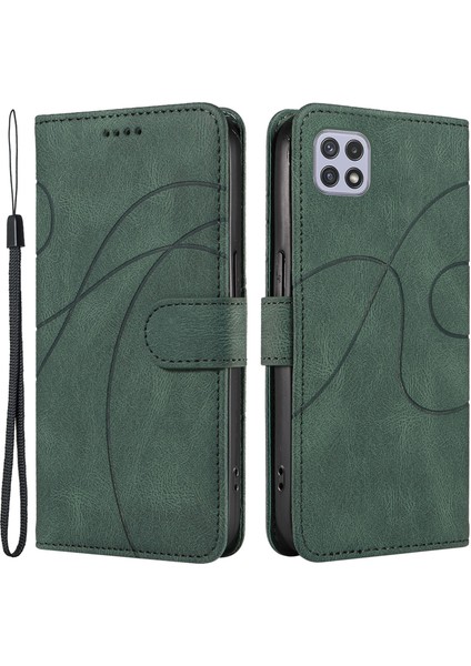 Samsung Galaxy A22 5g / A22S Pu Deri Telefon Kılıfı Baskılı Çizgi Cüzdan Stand Kabuğu (Yurt Dışından)