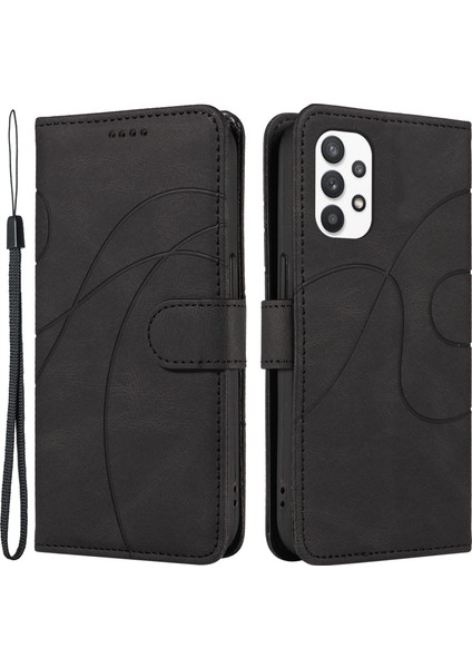 Samsung Galaxy A32 5g / M32 5g Cep Telefonu Kapağı Baskılı Kavisli Çizgi Stand Pu Deri Cüzdan Kılıfı (Yurt Dışından)