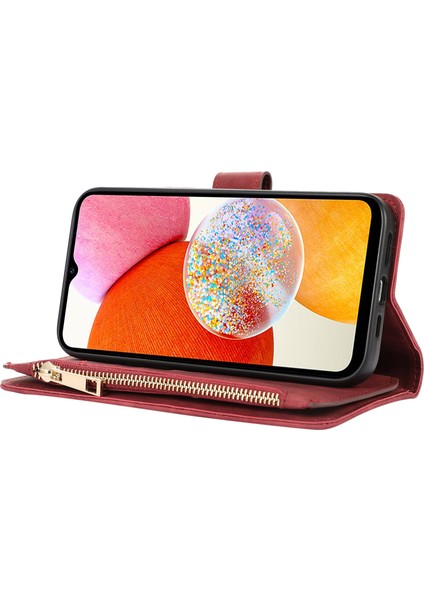 Samsung Galaxy A22 5g Deri Telefon Kılıfı Zipper Ceb ile Çoklu Kart Yuvaları Kapak (Yurt Dışından) modelleri