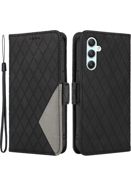 Samsung Galaxy A25 5g Pu Deri Telefon Kılıfı Eşkenar Dörtgenli Basılı Stand Flip Cüzdan Telefon Kapağı (Yurt Dışından)