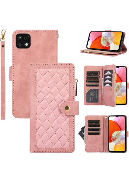 Samsung Galaxy A22 5g Deri Telefon Kılıfı Zipper Ceb ile Çoklu Kart Yuvaları Kapak (Yurt Dışından)