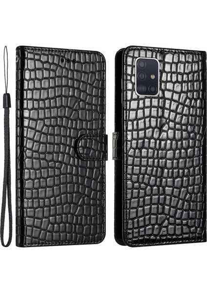 Samsung Galaxy A51 4g SM-A515 Timsah Doku Stand Kapağı Deri Cüzdan Tasarım Telefon Kılıfı (Yurt Dışından)