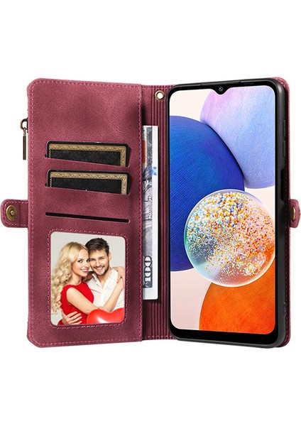 Samsung Galaxy A14 Fermuarlı Cep Görüntüleme Standı Cüzdan Deri Kasa Telefon Kapağı (Yurt Dışından) fırsatları