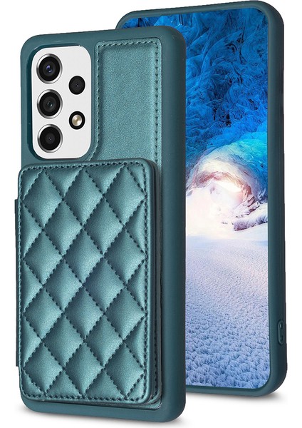 Samsung Galaxy A53 5g Kart Yuvaları Deri Kaplamalı Tpu Kickstand ile Telefon Kılıfı (Yurt Dışından)