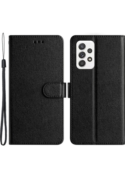 Samsung Galaxy A52 / A52S 5g Pu Deri Deri Flip Stand Cover Ipek Dokusu Telefon Cüzdan Kılıfı (Yurt Dışından)