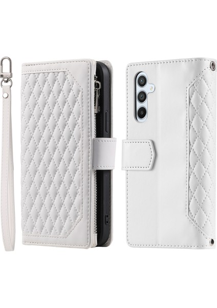 Samsung Galaxy A25 5g Rhombus Doku Pu Deri Deri Telefon Kılıfı Kabuk Cüzdan Stand Kapağı (Yurt Dışından)