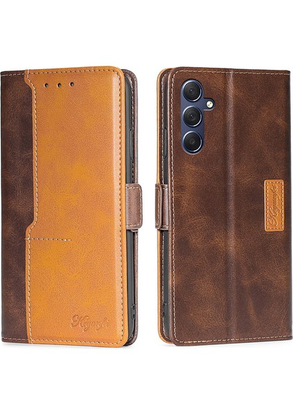 Samsung Galaxy M54 5g / F54 5g Cüzdan Kılıfı Flip Stand Contrast Renk Tpu+Pu Deri Telefon Kapağı (Yurt Dışından)