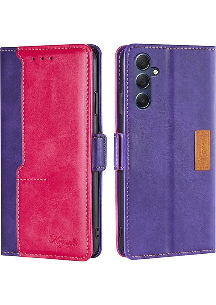 Samsung Galaxy M54 5g / F54 5g Cüzdan Kılıfı Flip Stand Contrast Renk Tpu+Pu Deri Telefon Kapağı (Yurt Dışından)
