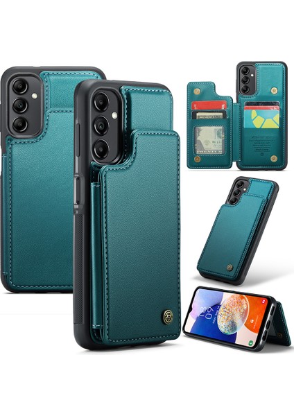 Samsung Galaxy A14 4g / A14 5g Rfıd Engelleme Kart Tutucu Kickstand Case Deri Kaplamalı Tpu Kapağı (Yurt Dışından)