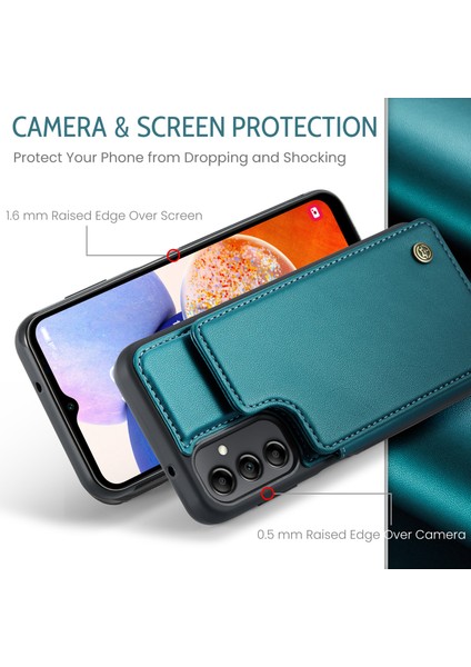Samsung Galaxy A14 4g / A14 5g Rfıd Engelleme Kart Tutucu Kickstand Case Deri Kaplamalı Tpu Kapağı (Yurt Dışından) modelleri