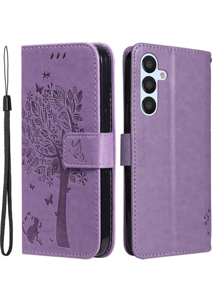 Samsung Galaxy A25 5g Telefon Kapağı Flip Stand Stand Baskılı Kedi Ağacı Telefon Kılıfı Cüzdan (Yurt Dışından)