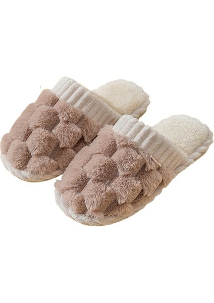 Ev Için Pamuklu Terlikler Kapalı Sıcak Ev Kalın Tabanlı Çiftler Ev Için Peluş Terlik (Yurt Dışından)