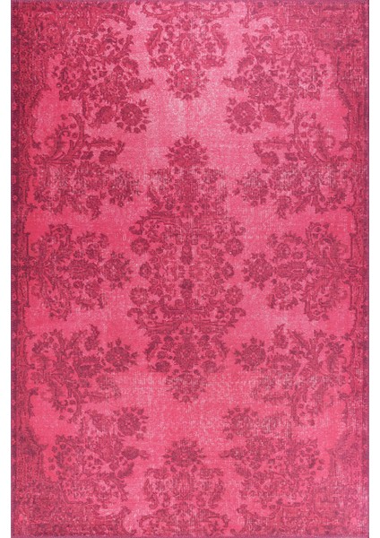Folk Vintage Desenli Dokuma Taban Dekoratif Pembe Halı (Ba 38)