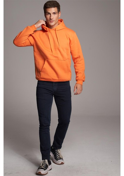Çetinkaya Mentality 3035 3 Ip Kapşonlu Oranj Sweatshirt