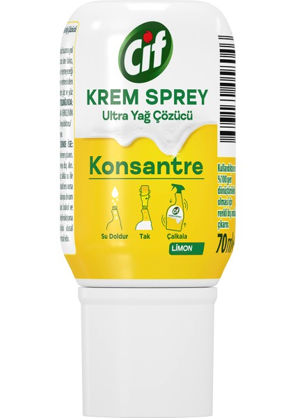 Krem Sprey Konsantre Ultra Yağ Çözücü Limon 70 ml