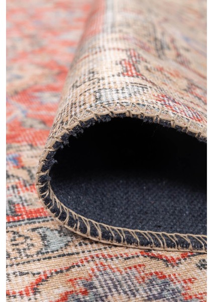 Blues Vintage Desenli Dokuma Taban Dekoratif Kırmızı Halı AL 417 fırsatları