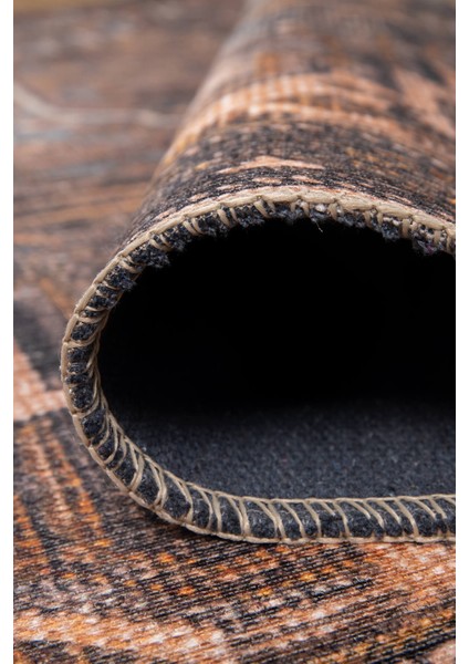 Folk Etnik Karabağ Desenli Dokuma Taban Dekoratif Kıahverengi Halı (Ba 01) fırsatları