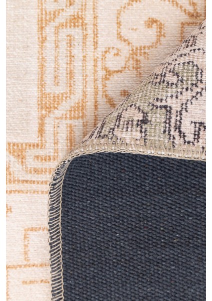 Folk Patchwork Desenli Dokuma Taban Dekoratif Bej Halı (Ba 16)